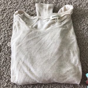 Long sleeve cream cropped sweater with lace